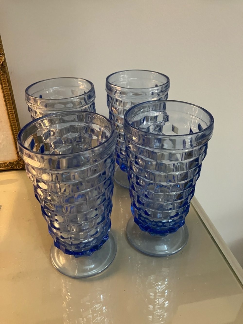 Vintage Blue Glass Barware - Picture 3 of 5